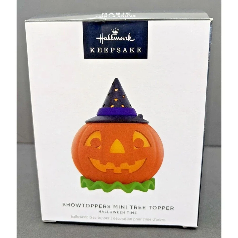 2025 Hallmark Keepsake ShowToppers Mini Tree Topper Halloween Time Pumpkin NEW